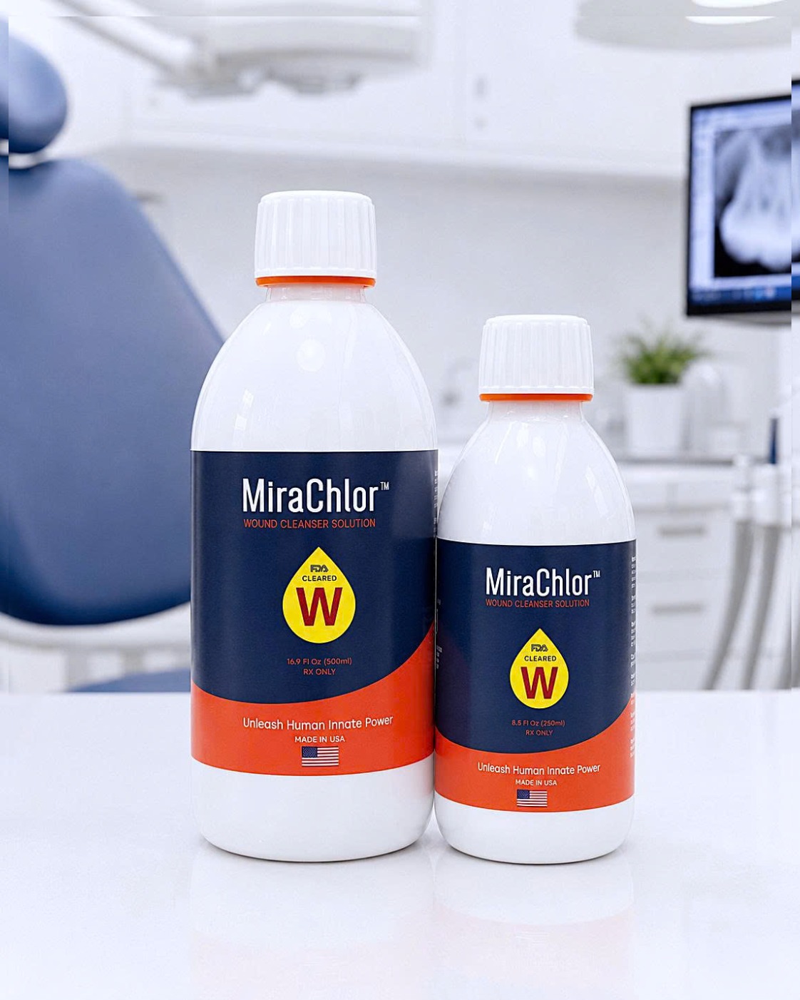 MiraChlor Rx bottles — 500 ml and 250 ml